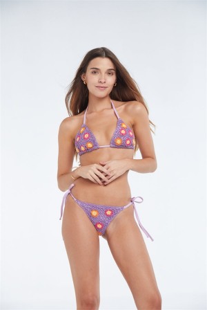 Adriana Purple Juicy Couture Adriana Purple Flowers Crochet Bottom | JC-SN651862