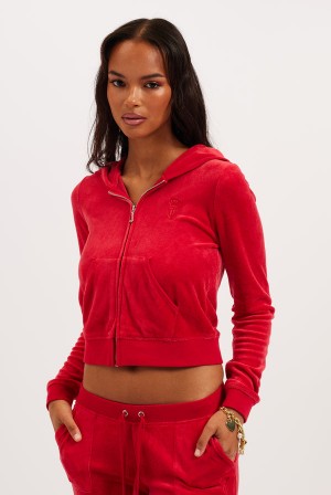 Astor Red Juicy Couture Bamboo Velour Heritage Hoodie | JC-SN652167