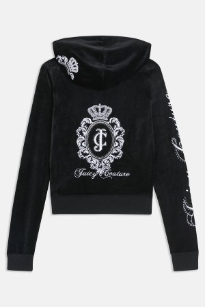 Black Juicy Couture Bamboo Velour Heritage Crest Hoodie | JC-SN652161