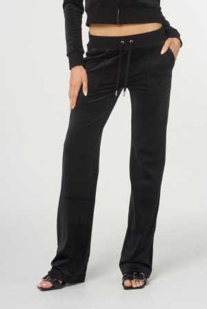 Black Juicy Couture Classic Velour Del Ray Pocketed Bottoms | JC-SN652132