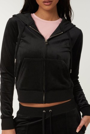 Black Juicy Couture Classic Velour Robertson Hoodie | JC-SN652134