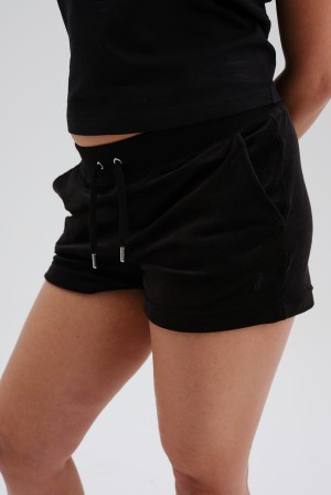 Black Juicy Couture Classic Velour Track Short | JC-SN652035