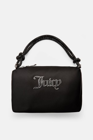 Black Juicy Couture Diamante Square Silk Satin Handbag | JC-SN652216