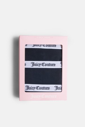 Black Juicy Couture Pack Of 3 Cotton Thongs | JC-SN652260