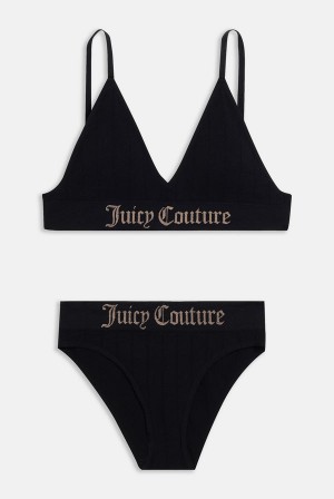 Black Juicy Couture Seamless Rib Triangle Set | JC-SN652281