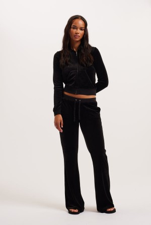 Black Juicy Couture Ultra Low Rise Bamboo Velour Heritage Pocketed Bottoms | JC-SN652163