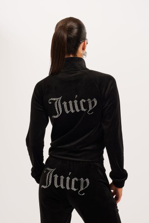 Black Juicy Couture Velour Diamante Tracksuit Bottom | JC-SN652150