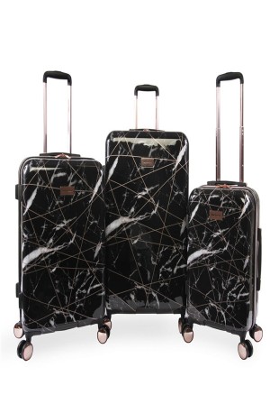 Black Marble Web Juicy Couture 3-piece Hardside Spinner Luggage Set | JC-SN651918