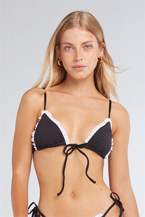 Black White Trim Juicy Couture Capittana Gaia Bikini Top | JC-SN651854