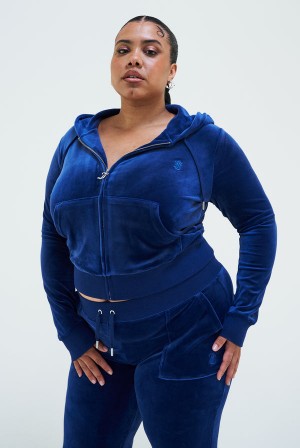 Blue Depths Juicy Couture Depths Classic Velour Robertson Hoodie | JC-SN651962