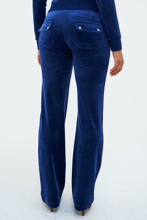 Blue Depths Juicy Couture Depths Classic Velour Del Ray Pocketed Bottoms | JC-SN652101