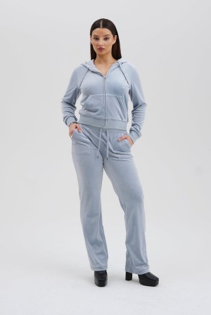 Blue Fog Juicy Couture Classic Velour Del Ray Pocketed Bottoms | JC-SN652070