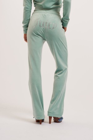 Blue Surf Juicy Couture Velour Diamante Tracksuit Bottom | JC-SN652111