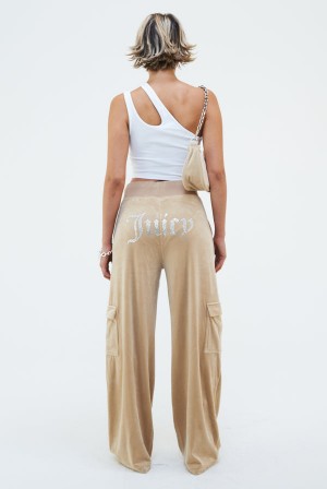 Brazilian Sand Juicy Couture Cargo Velour Diamante Trouser | JC-SN651997