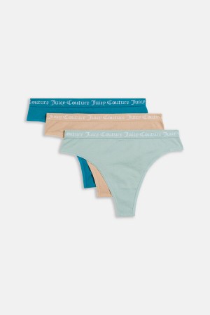 Brown Juicy Couture Pack Of 3 Flat Knit Seamless Thongs | JC-SN652273