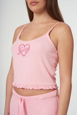 Candy Pink Juicy Couture Heart Frilled Sleep Vest | JC-SN652269