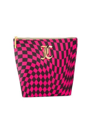 Checkered Pink Juicy Couture Monogram Makeup Pouch | JC-SN651911