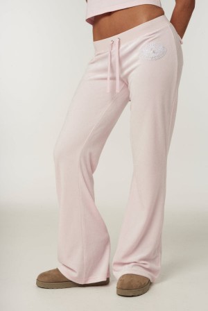 Cherry Blossom Juicy Couture Ultra Low Rise Bamboo Velour Heritage Dog Crest Pocketed Bottoms | JC-SN652169