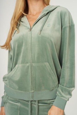 Chinois Green Juicy Couture Classic Velour Oversized Hoodie | JC-SN651969