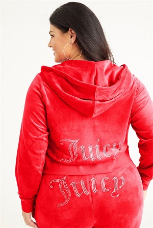 Coco Red Juicy Couture Plus-size Og Big Bling Velour Hoodie | JC-SN651559