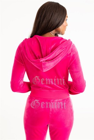 Free Love Juicy Couture Gemini Big Bling Velour Hoodie | JC-SN651663