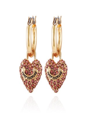 Gold Juicy Couture Bling Heart Hoop Earrings | JC-SN651895