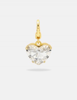 Gold Juicy Couture Clear Crystal Heart & Drop Charm | JC-SN652406