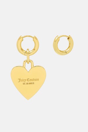 Gold Juicy Couture Hoop Earrings With Single Heart Drop | JC-SN652376