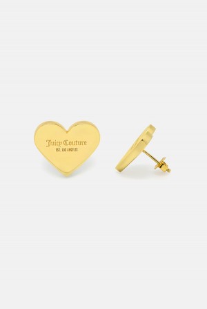 Gold Juicy Couture Maxi Heart Stud Earrings | JC-SN652374