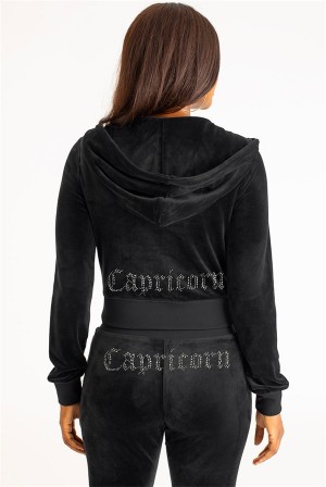 Liquorice Juicy Couture Capricorn Big Bling Velour Hoodie | JC-SN651646