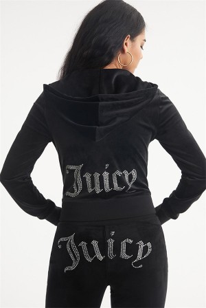 Liquorice Juicy Couture Og Big Bling Velour Hoodie | JC-SN651568