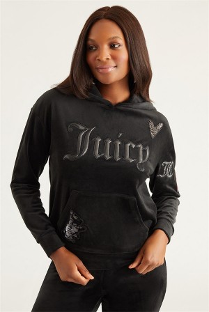 Liquorice Juicy Couture Oversized Patch Hoodie | JC-SN651696