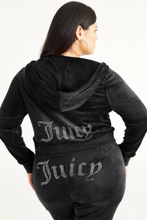 Liquorice Juicy Couture Plus-size Og Big Bling Velour Hoodie | JC-SN651563