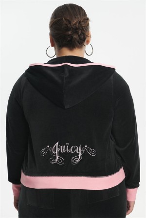 Liquorice Juicy Couture Plus-size Sweetheart Cotton Velour Hoodie | JC-SN651581