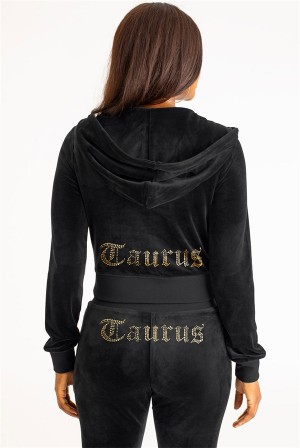 Liquorice Juicy Couture Taurus Big Bling Velour Hoodie | JC-SN651654