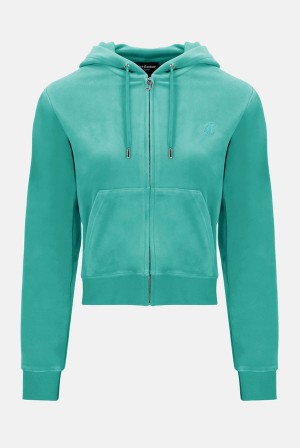 Marine Green Juicy Couture Classic Velour Robertson Hoodie | JC-SN652123