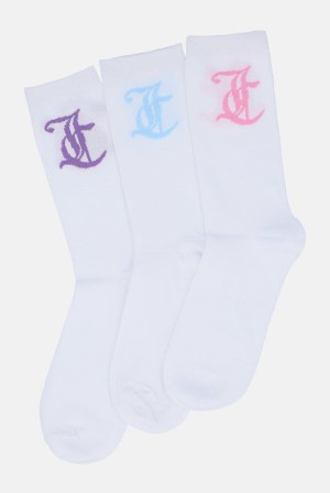 Multi Juicy Couture 3 Pack Lettuce Hem Crew Socks | JC-SN652318