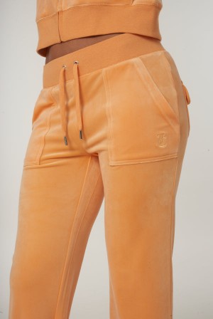 Papaya Juicy Couture Classic Velour Del Ray Pocketed Bottoms | JC-SN651981