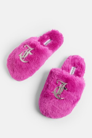 Pink Glo Juicy Couture Closed Toe Faux Fur Slipper | JC-SN652190