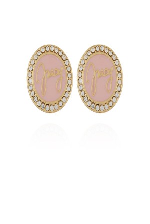 Pink Juicy Couture Circle Rhinestone Stud Earrings | JC-SN651900