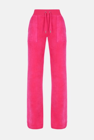 Pink Juicy Couture Low Rise Velour Track Pants | JC-SN652094