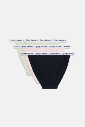 Pink Juicy Couture Pack Of 3 Cotton Branded Waistband Briefs | JC-SN652274