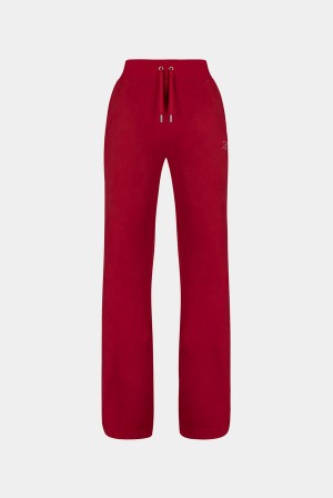 Red Juicy Couture Classic Velour Del Ray Diamante Bottoms | JC-SN652062