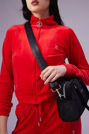 Red Juicy Couture Goji Berry Velour Diamante Tracktop | JC-SN652057