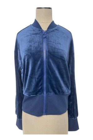 Regal Blue Juicy Couture Embroidered Velour Bomber Jacket—rejuiced | JC-SN651647