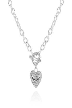 Silver Juicy Couture Bling Heart Pendant Charm Necklace | JC-SN651901