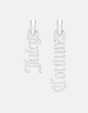 Silver Juicy Couture Pavè Crystal Juicy Couture Drop Earrings | JC-SN652351