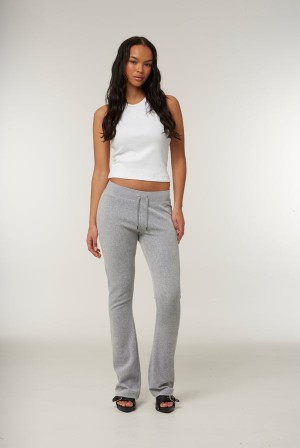 Silver Marl Juicy Couture Low Rise Flare Classic Velour Track Pant | JC-SN652015