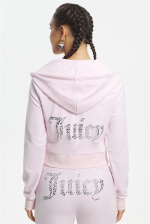 Soft Glow Juicy Couture Mixed Jewels Velour Hoodie | JC-SN651582