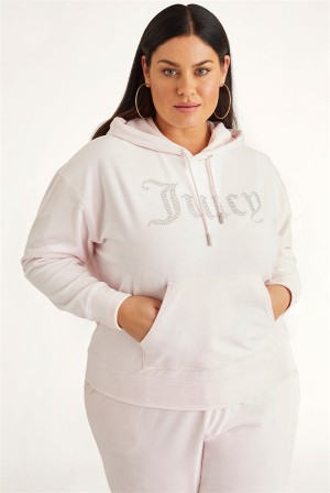 Soft Glow Juicy Couture Plus-size Oversized Bling Big Velour Hoodie | JC-SN651543